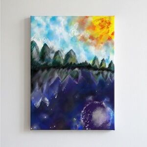 12x16 My watercolor Reversible Painting on Canvas. ‘Night & Day’